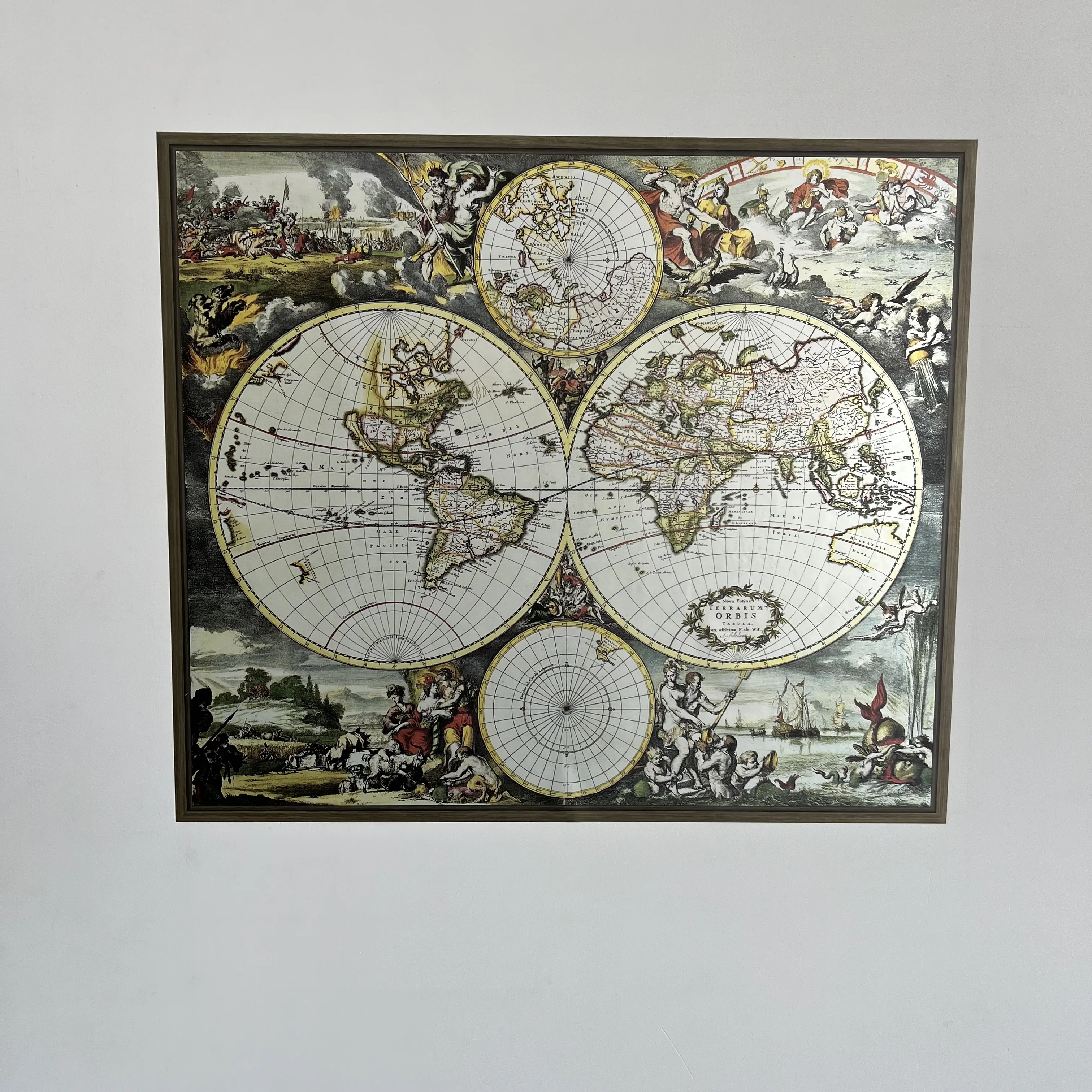 Retro Look Vintage World Map Reusable Durable Polystyrene Material Holds The Surface With Static Electricity