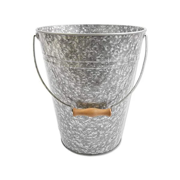 Hot Selling Heavy Metal Round Natural Galvanized Planter Pail Bucket for Wedding Decoration Centerpiece for Camping