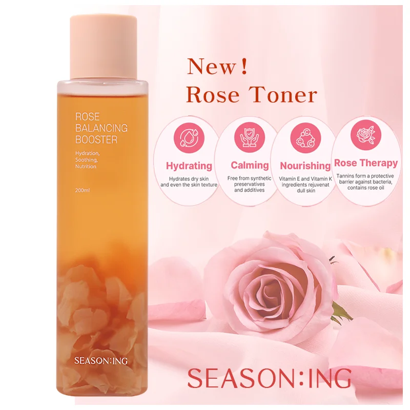 Beauty [SEASON:ING] Rose Toner with Real Rose Petals,Moisturizing,Soothing,Nutrition,Rose Balancing Booster