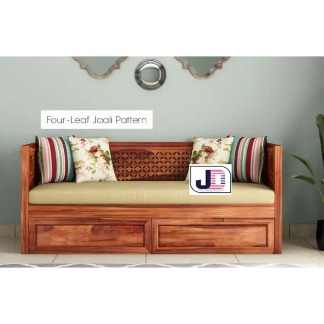 Decorative High Quality Material By Best Manufacturer Hand Curved Two Seat Wooden Sofa