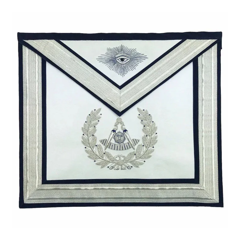 Wholesale Price Past Master Blue Lodge Apron Silver Handmade Embroidery / Machine Embroidery OEM Service