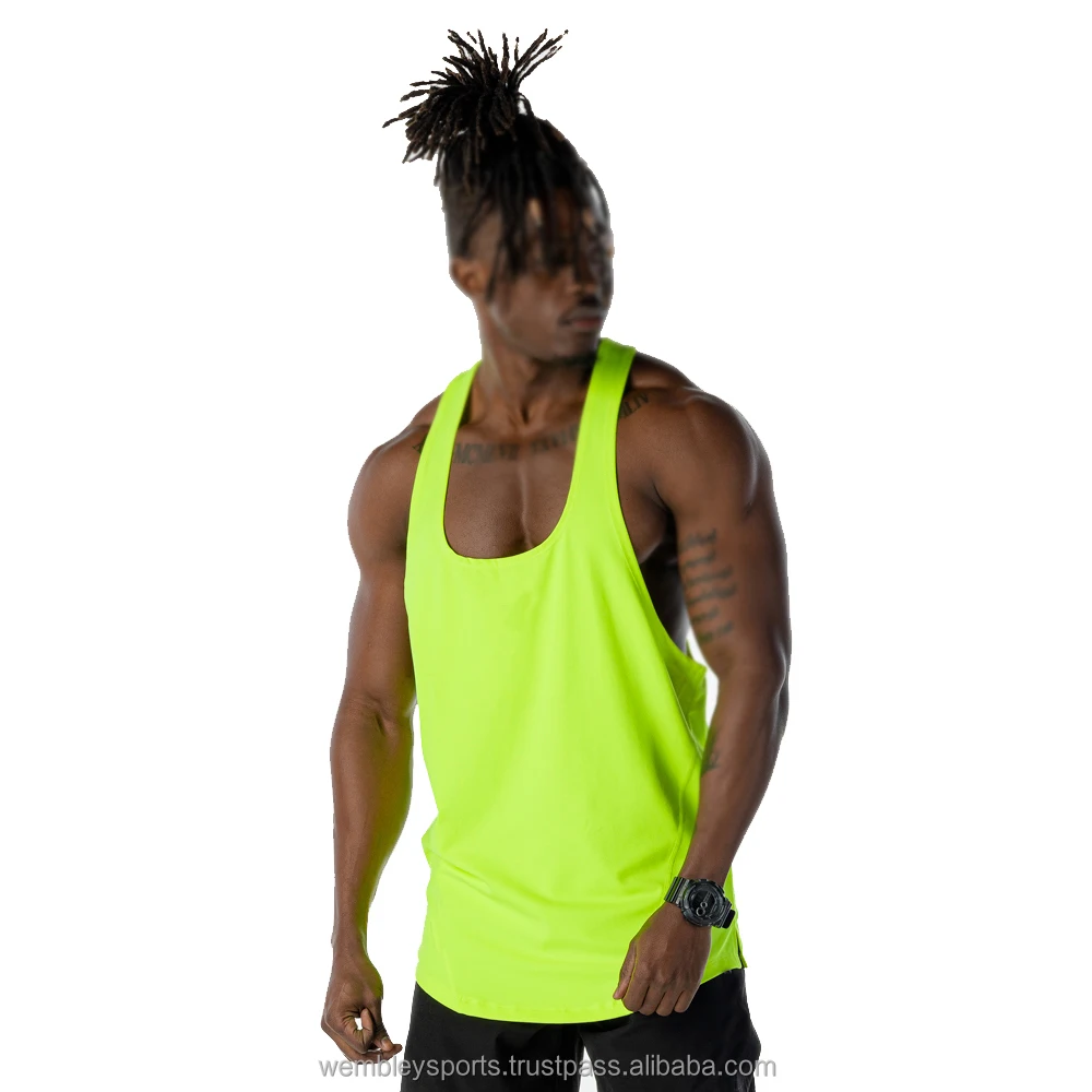 Custom logo plain blank mens gym stringer tank top High quality cotton sport body building fitness running Vest