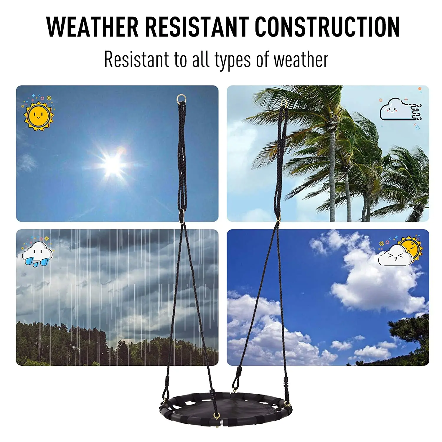 Buy 38 Inch Kids Round Mat Swing with Adjustable Hanging Ropes  Great for Tree Swing Set Backyard Playground Playroom