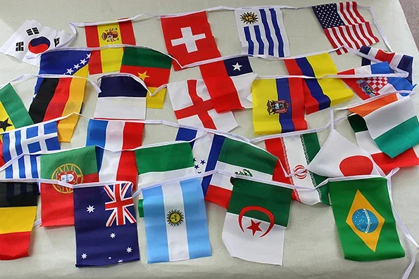 Custom Polyester Rectangle Triangle String Indonesia Bunting String Flags for Football Soccer World Competition