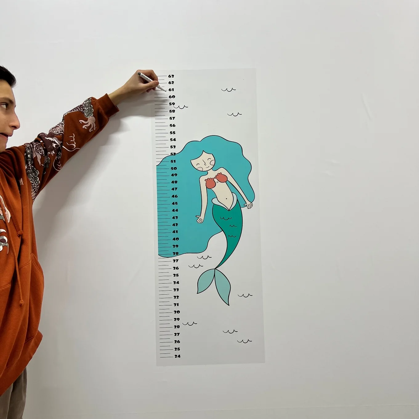 Dry Erase Growth Chart For Kids Model-3 Reusable Durable Polystyrene Material Holds The Surface With Static Electricity