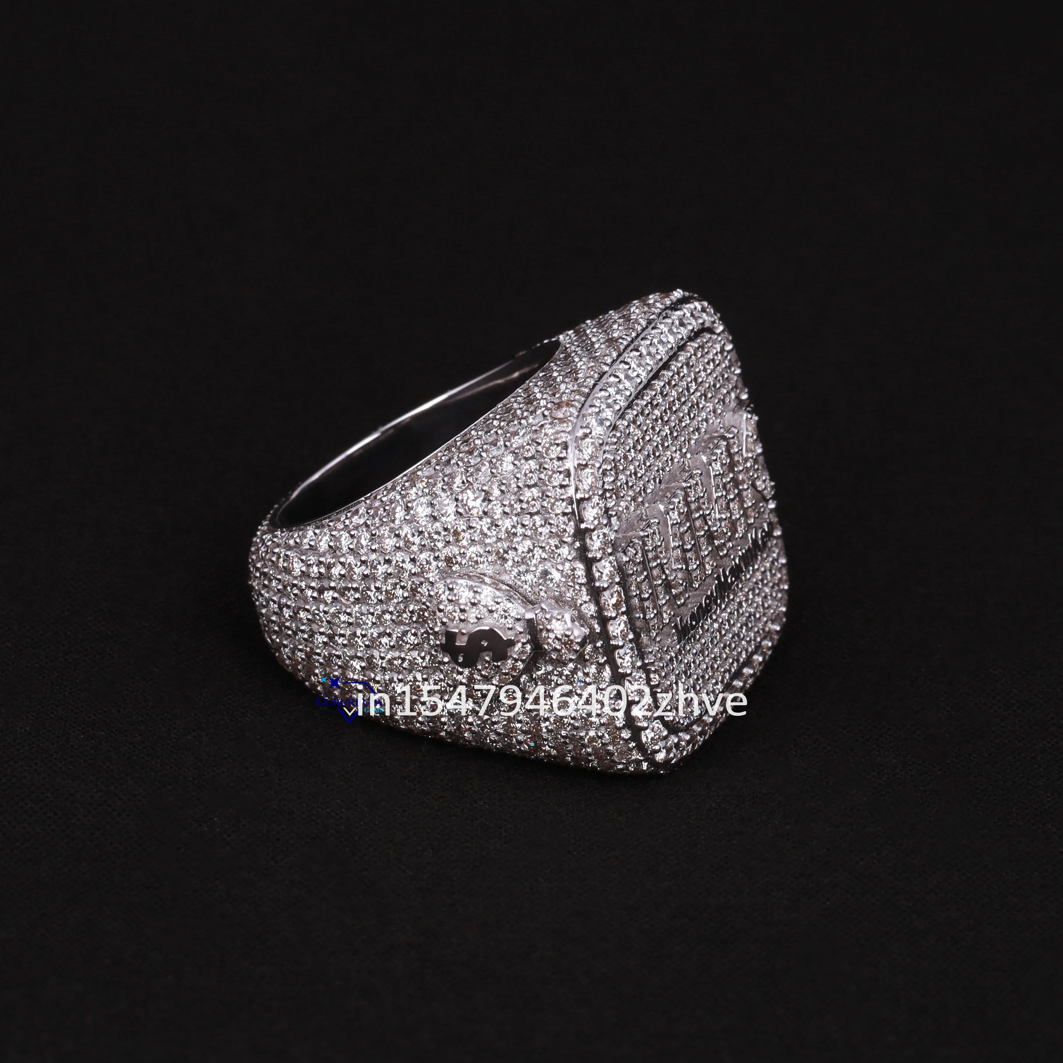 Wholesale 14kt White Gold Custom Ring Fine Jewelry Collection Hip Hop Design Fully Studded Lab Grown Diamonds Trending Style