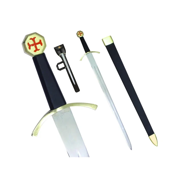 Knights Templar Commandery Sword with Black Gold Hilt and Black Scabbard & Red Cross, Masonic Sword Masonic ceremonial sword