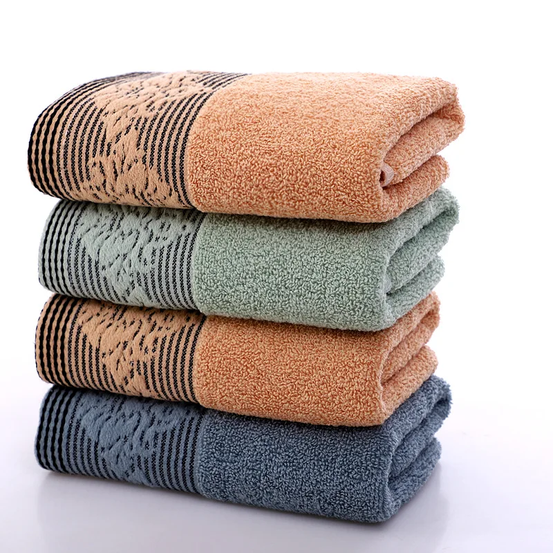 High Quality 100% Cotton Microfiber Soft Face Towels Absorbent Bath Home Beach Jacquard Stripes Wholesale Bathroom
