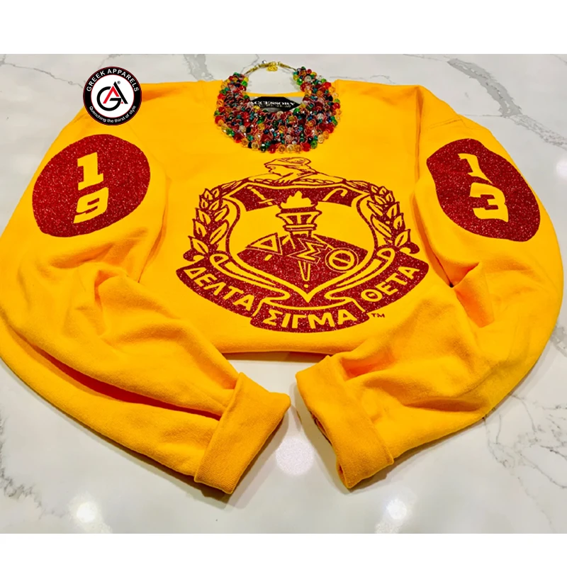 Custom Wholesale Delta | Sigma | Theta Sorority Clothing Embroidered College Color Block Sweatshirt