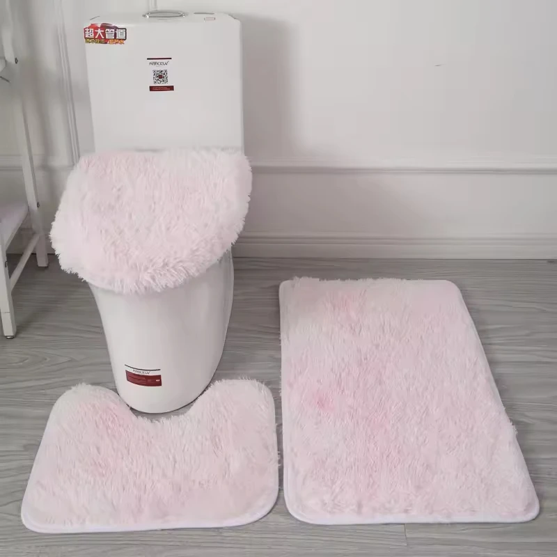 Factory Supply Oem/Odm Morden Luxury Fluffy Absorb Water Bathroom Rugs Set Plush Non Slip Bath Mat Set Of 3