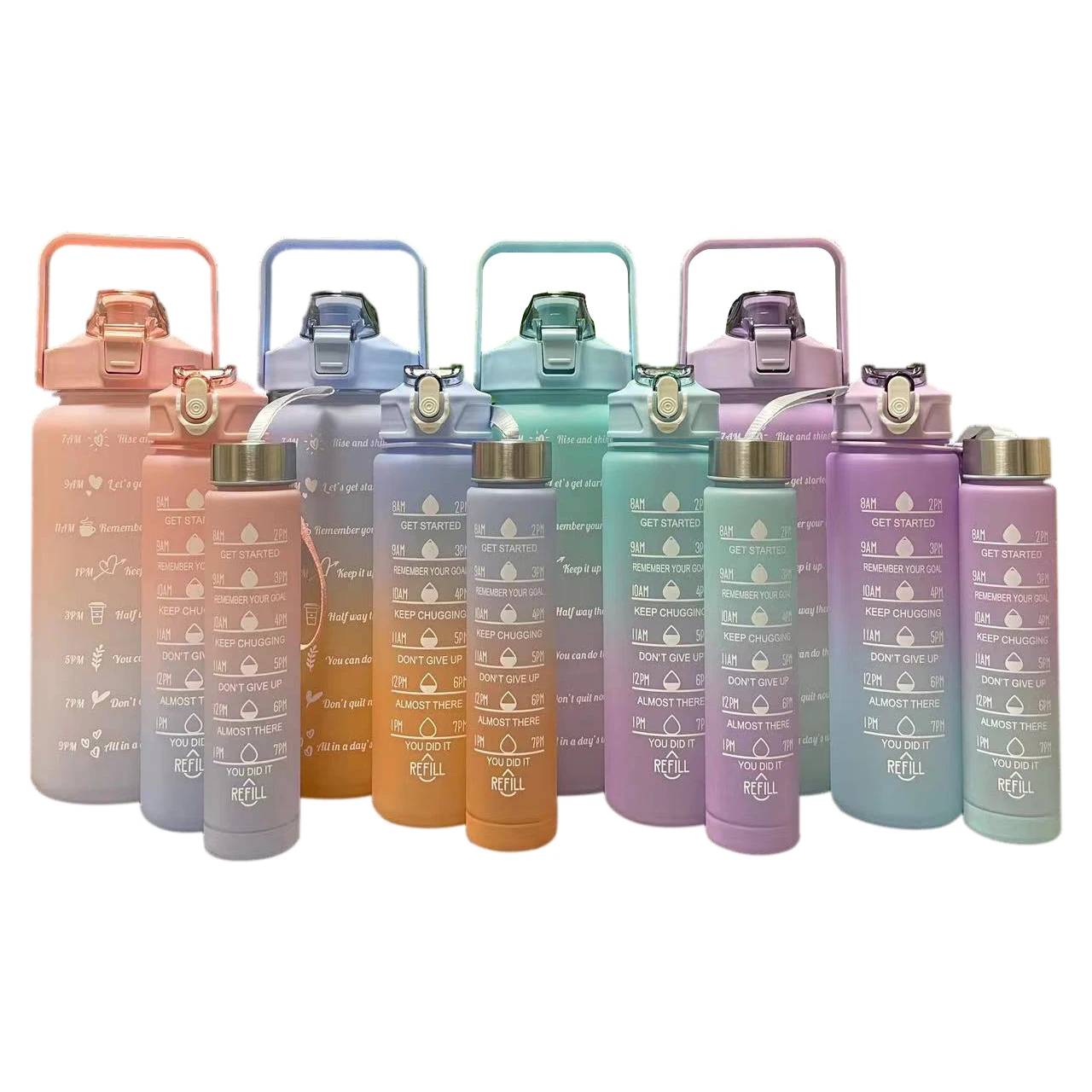 3pcs Botella Agua 2000ml 900ml 300ml water bottle termos Gym Water Bottle Set With Straw