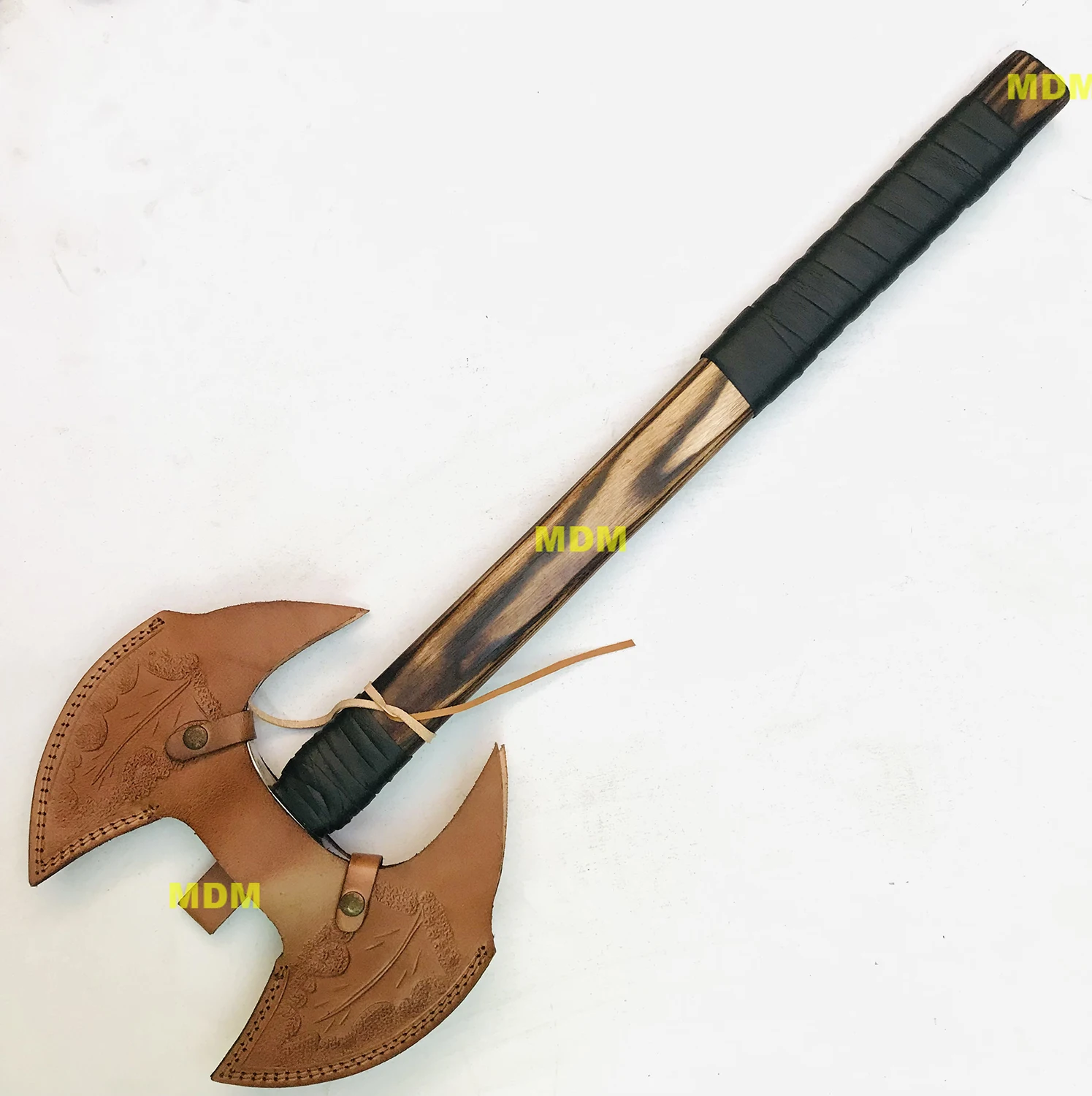 CUSTOM HANDMADE HIGH CARBON STEEL VIKING, TOMAHAWK AXE DOUBLE EDGE BLADE+SHEATH