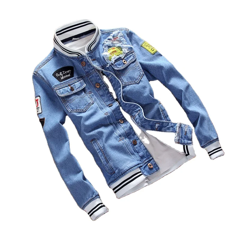 Wholesale Denim Jacket Mens Slim Fit Japanese Style Teens Boys Denim Jeans Jackets and Coats