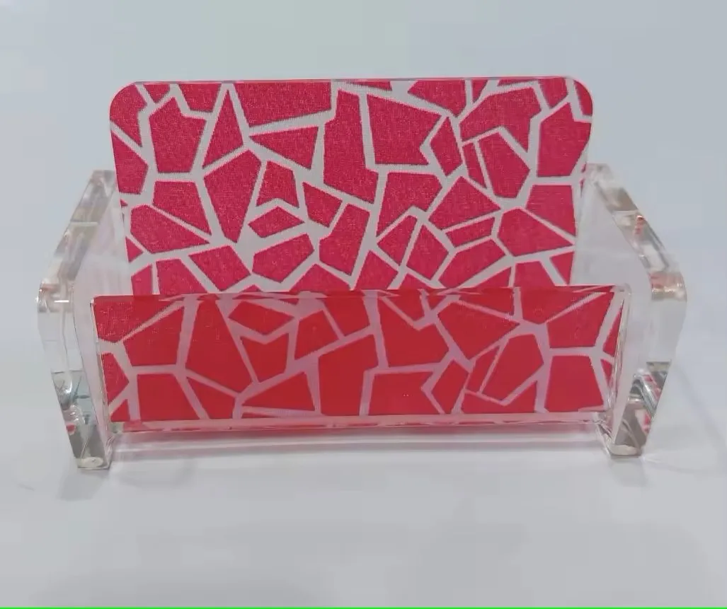 Premium Black Acrylic Desk Organizer with Multiple Custom Color Options Business Card Holders for Professional Office Use