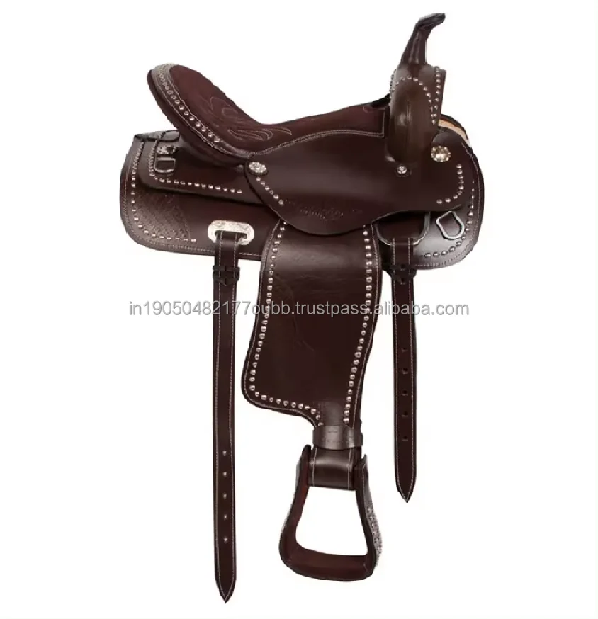 TOP TRENDING BEST WESTERN SHOW TRAIL HORSE LEATHER SADDLE FIBRE GLASS TREE PRODUCT FROM INDIA