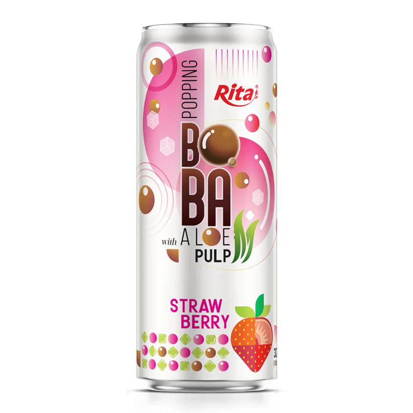 Manufacturing Companies Vietnam OEM/ ODM Fruit And Vegetable Juice Rita Brand  Cans Popping Boba Bubble Tea Mix Strawberry