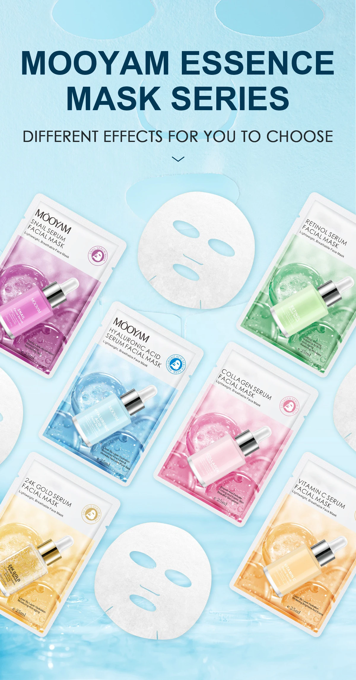 24K Golden Snail Retinol Essence Facial -Mask Moisturizing VC Hyaluronic Acid Collagen Whitening Anti-aging Sheet Face -Mask