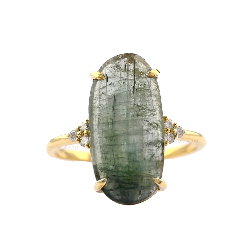Natural watermelon tourmlaine14K Gold Green Tourmlaine Diamond Ring Handmade Gold Jewelry From Indian Manufacture