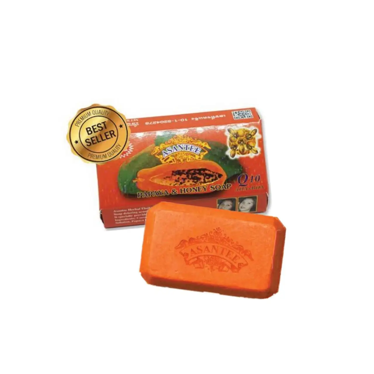 Asantee Papaya & Honey Soap, authentic Thai herbs. Helps fight acne and wrinkles white skin