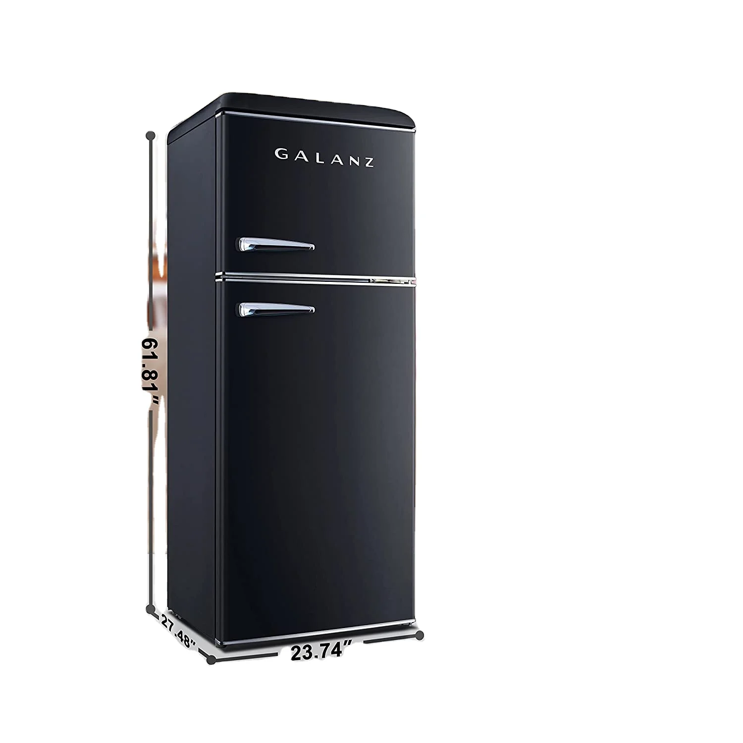 Galanz GLR10TBKEFR True Top Freezer Retro Refrigerator Frost Free Dual Door Fridge Adjustable Electrical Thermostat Control B