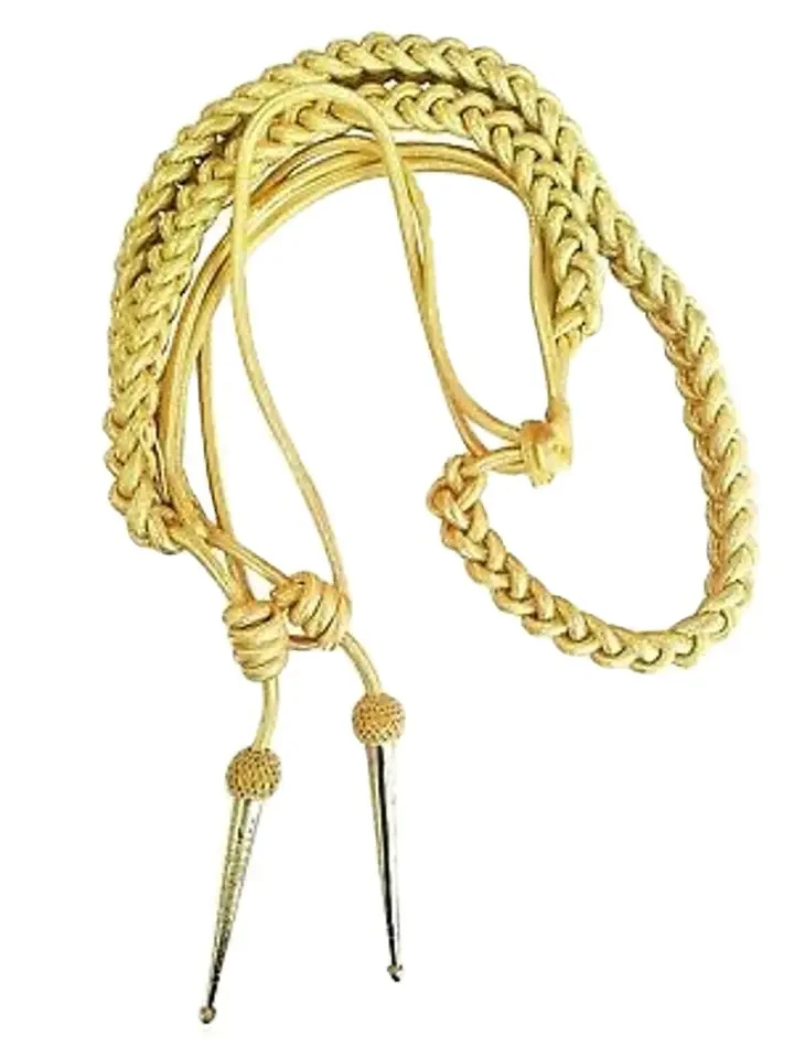 High Quality German General Aiguillettes For Sale Gold Wire Aiguillette with Brass Tip Ceremonial Dress Cord