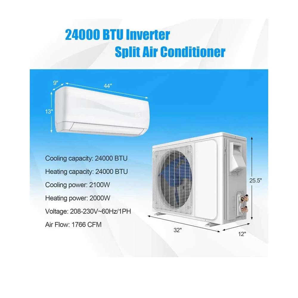12000 18000 24000 36000 Btu 50Hz 60Hz Inverter Heating and Cooling Mini Wall Split Air Conditioner AC Mini Split Unit