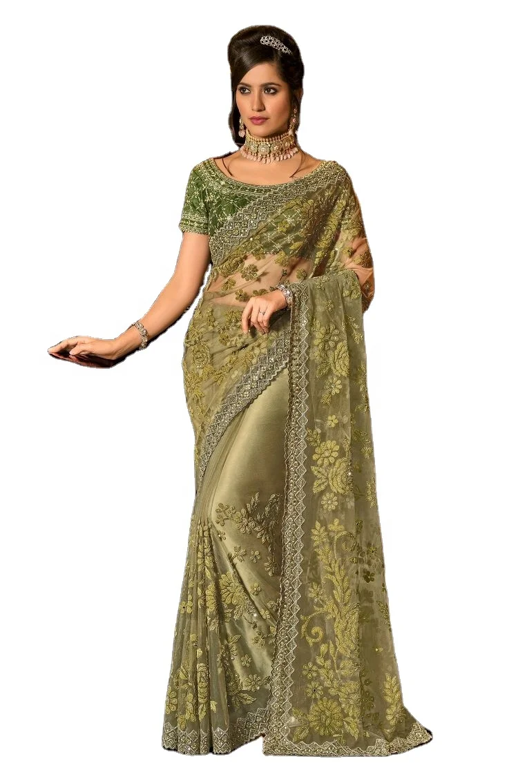 Indian Style Designer Ruffle Sarees for Ladies Wear with at Best Wholesale Price from India
