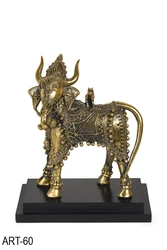 Ganesh Nandi with Base Dhokra art Idol Brass Handcrafted