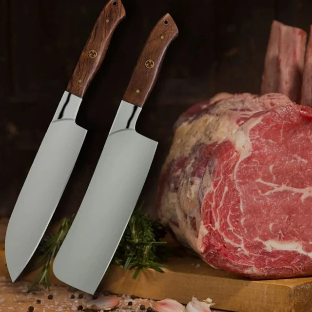 Custom Handmade Carbon Steel  5 Pcs Chef knife  set Vegetables Cutting Kitchen Knife with leather roll bag