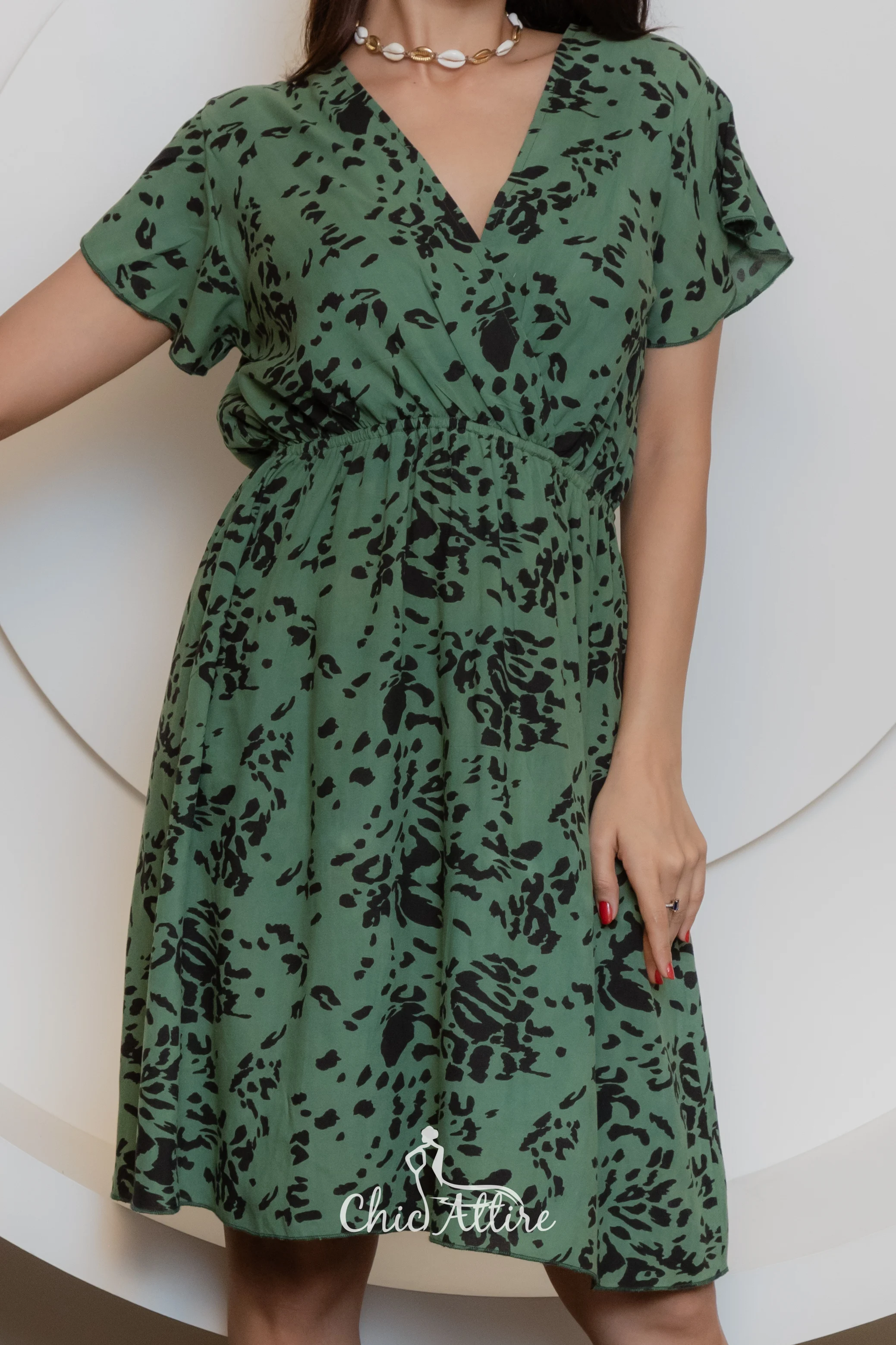 Geometric Print Short A Line Bohemian Women Everyday Summer Dress Collared Loose Mini Knee Length Elegant Dress