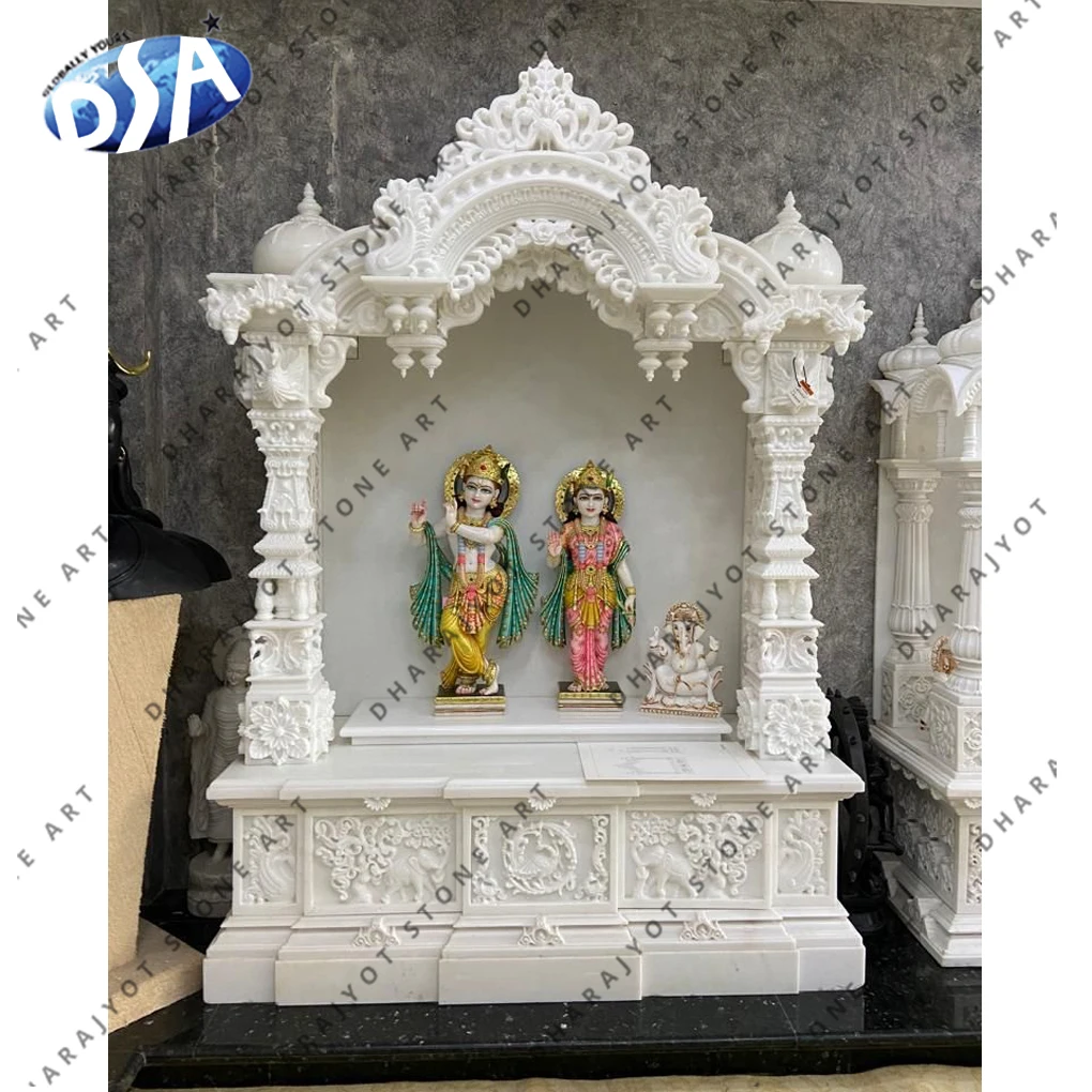 Home mandir made of Vietnam white marble in supre quality available in wholesale price manufactures from India