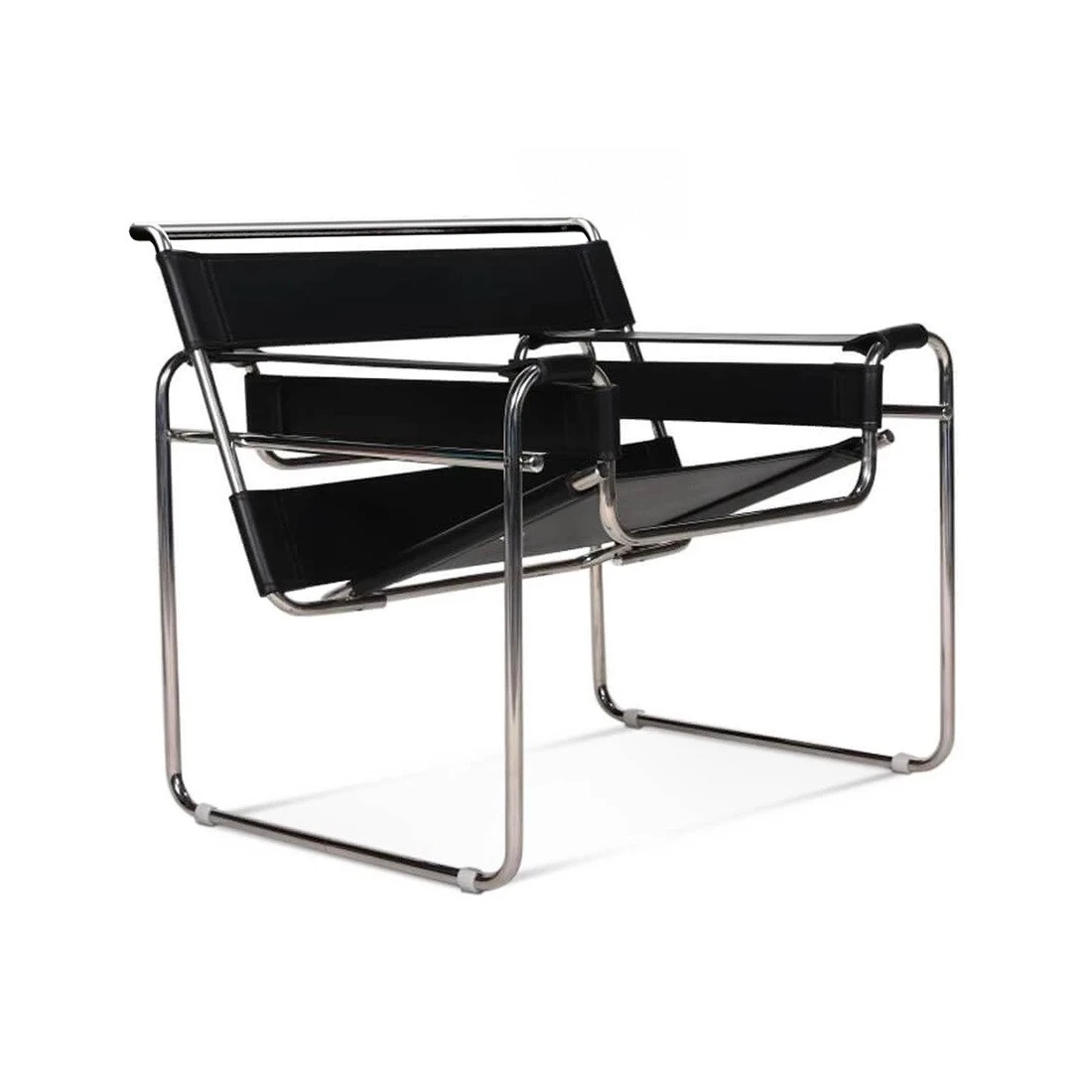 Bauhaus designed armchairs heavy-duty seamless tubular steel frame suspended seats fashionable linear seating for living rooms