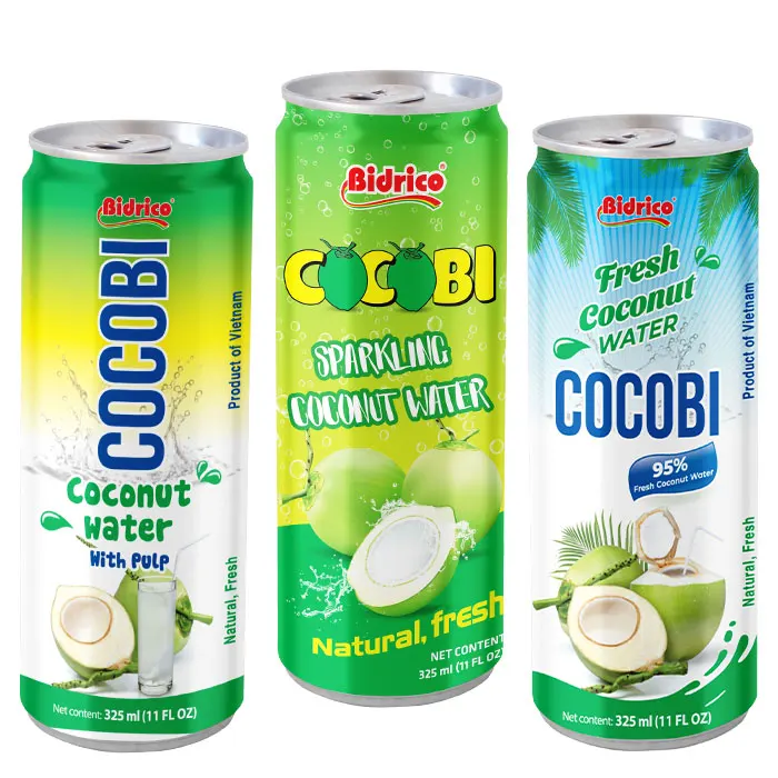 OEM Custom Sticker Fresh Coconut Water from Vietnam 325ml Can Fresh Natural Coconut Water From Vietnam Company