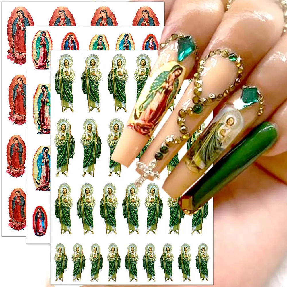 2023 Virgin Mary Nail Stickers San Judas Decals Religious Nail Art Stickers Designer Brands Nails Supplies
