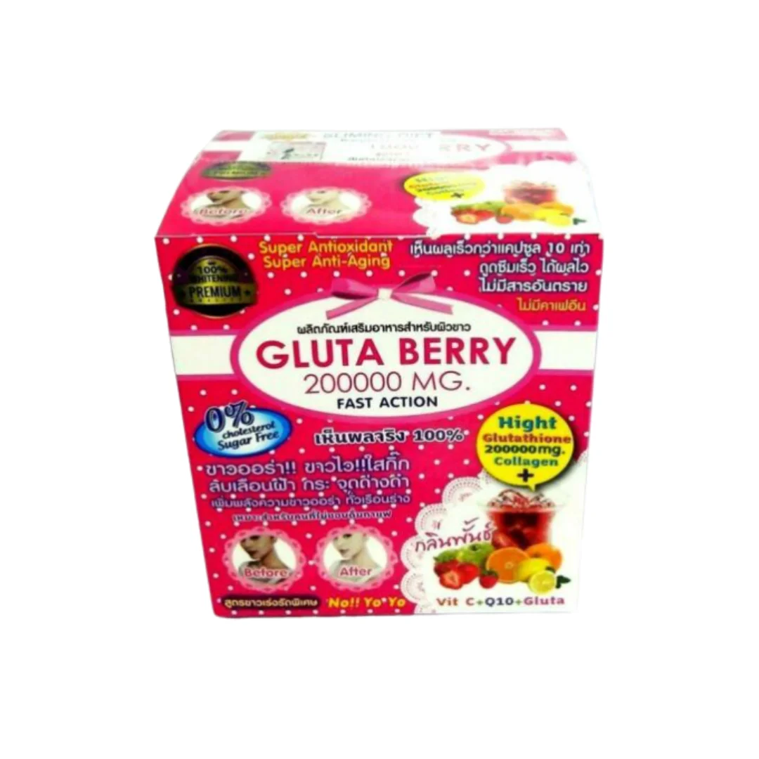 Gluta Berry 200000 мг пробойник для напитков уменьшает веснушки отбеливает кожу 10 пакетиков