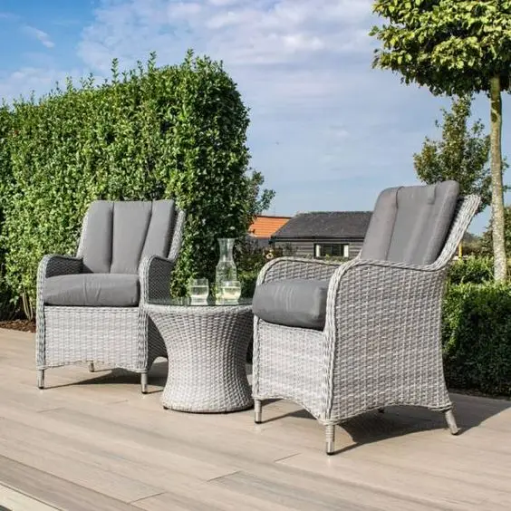 COFFEE 3 PIECES SET OUTDOOR PE RATTAN WEAVING GARDEN FURNITURE/ PATIO PRODUCT/ TABLE WITH T GLASS