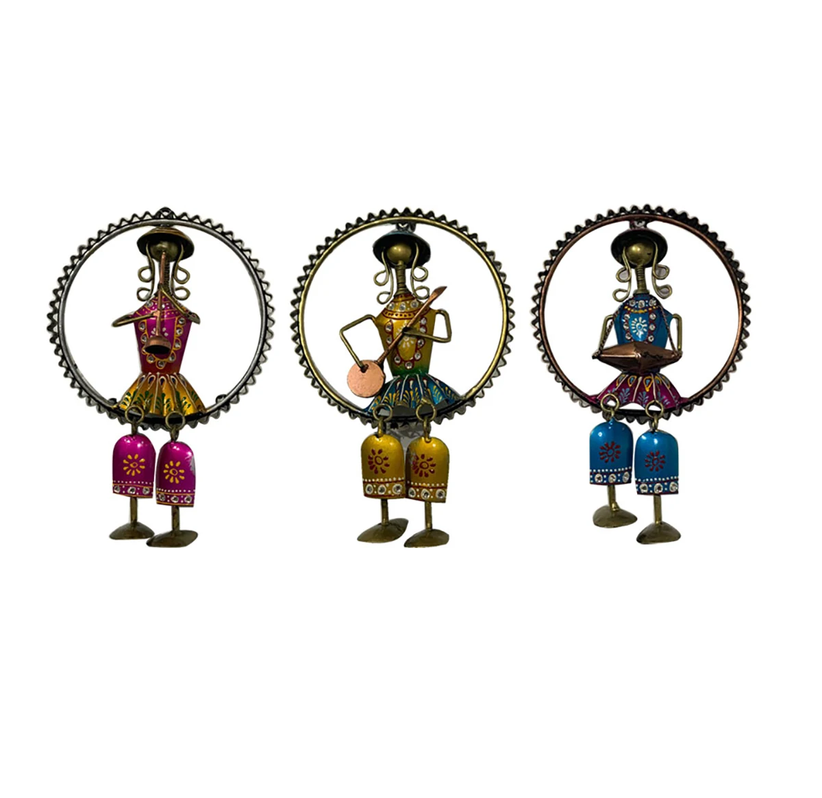 Indian Handicraft Iron Multi Colored Musician Showpieces Wall Hanging Modern Home Decor Unique Table Decor Decorative Showpieces