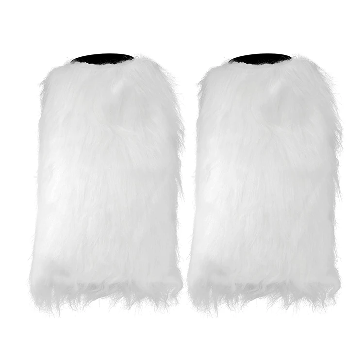 Haiwin Party Furry Costume Leggings Fluffy white Black Faux Fur Leg Warmers For Women And Girls