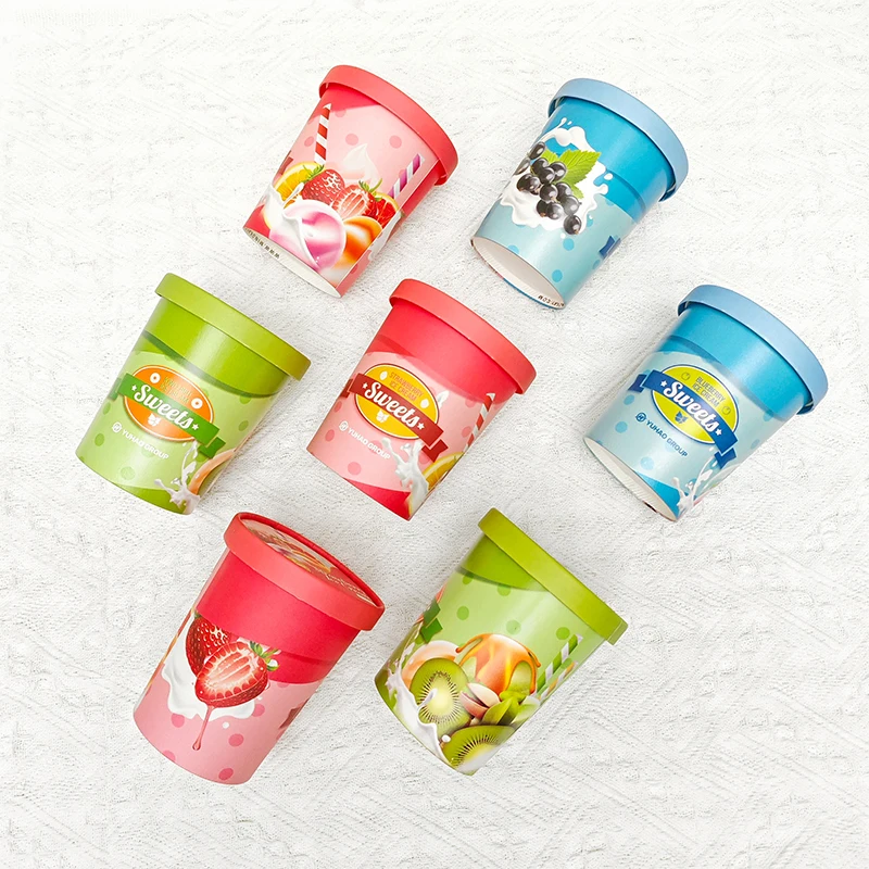 Custom Printed Compostable Disposable Ice Cream Cups With Custom Lid