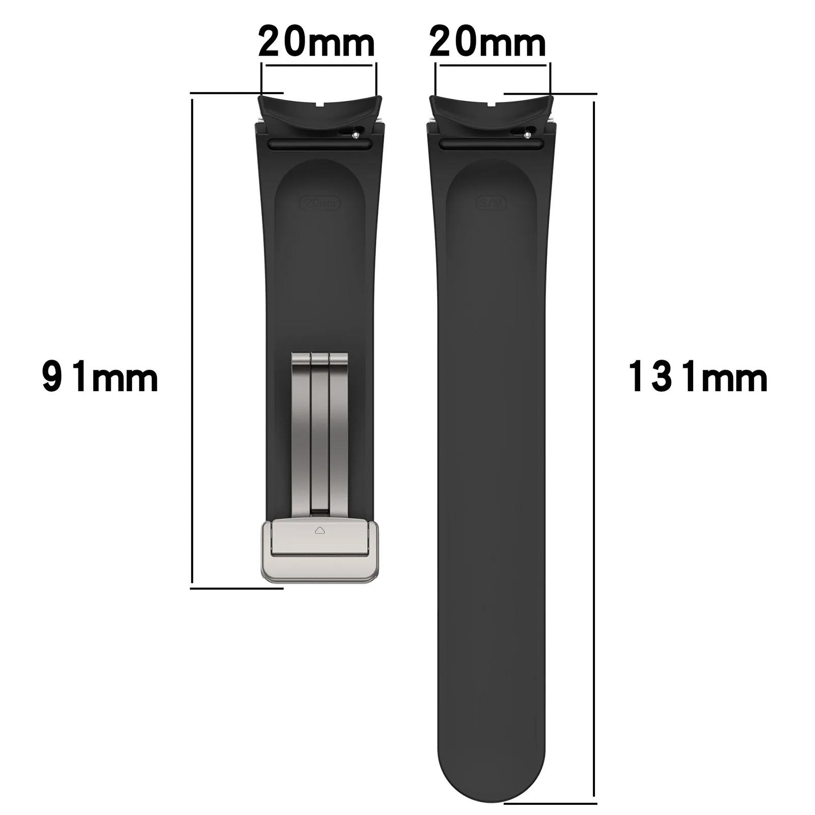 20mm 22mm universal folding silver Buckle Silicone Replacement Sport  Watch Strap For Samsung Galaxy WatchFE 5/6/7 band