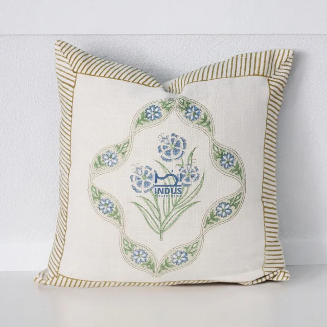 Thick Linen Throw Cushion Covers Decorative Handmade Cushion Cover Hand Block Printed Cotton Cushion Cover