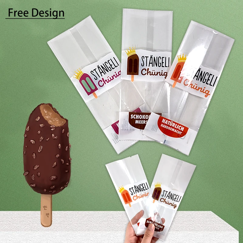 Customized empaque de helado Heat Seal Packing Mylar Plastic Middle Back Side Seal Ice Lolly Cream Pop Pouches