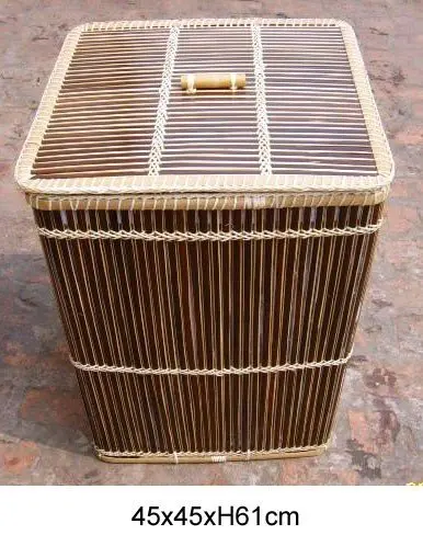 Natural Bamboo Laundry Basket With Fabric Bag In Bedroom Closet Laundry By Vitrapro