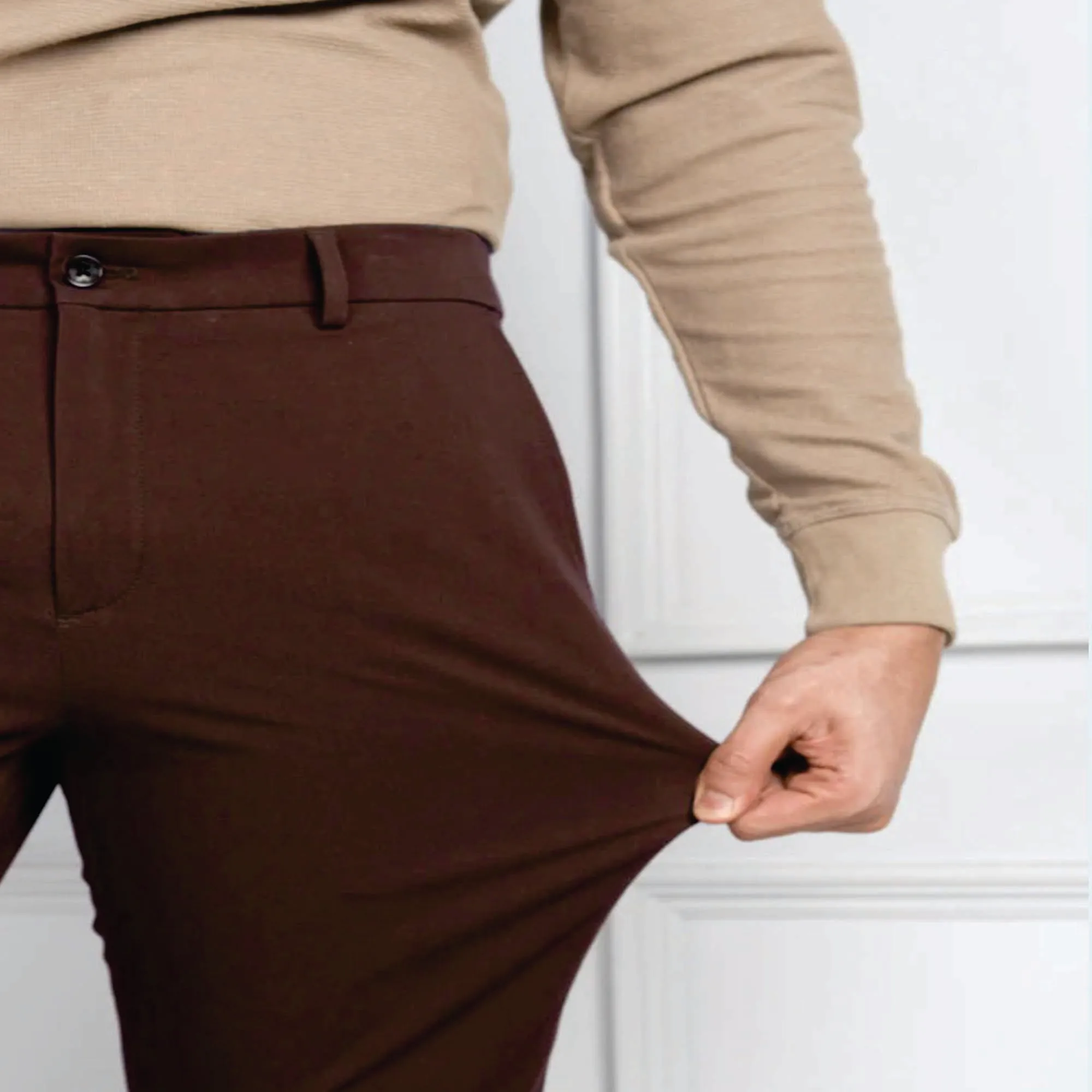 2023 Chino Pants Men Stretch Slim Classic Fit Casual Summer Pants Trousers Thin Cotton Elastic Waist Korean Male Business Light