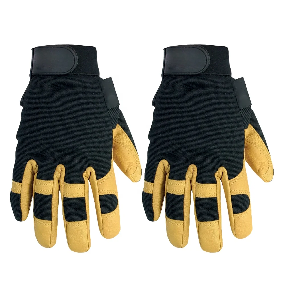 Cow Grain Leather Labor Protection Safety Garden Leather Assembly Gloves Wing Thumb Blue Rib Back Tape