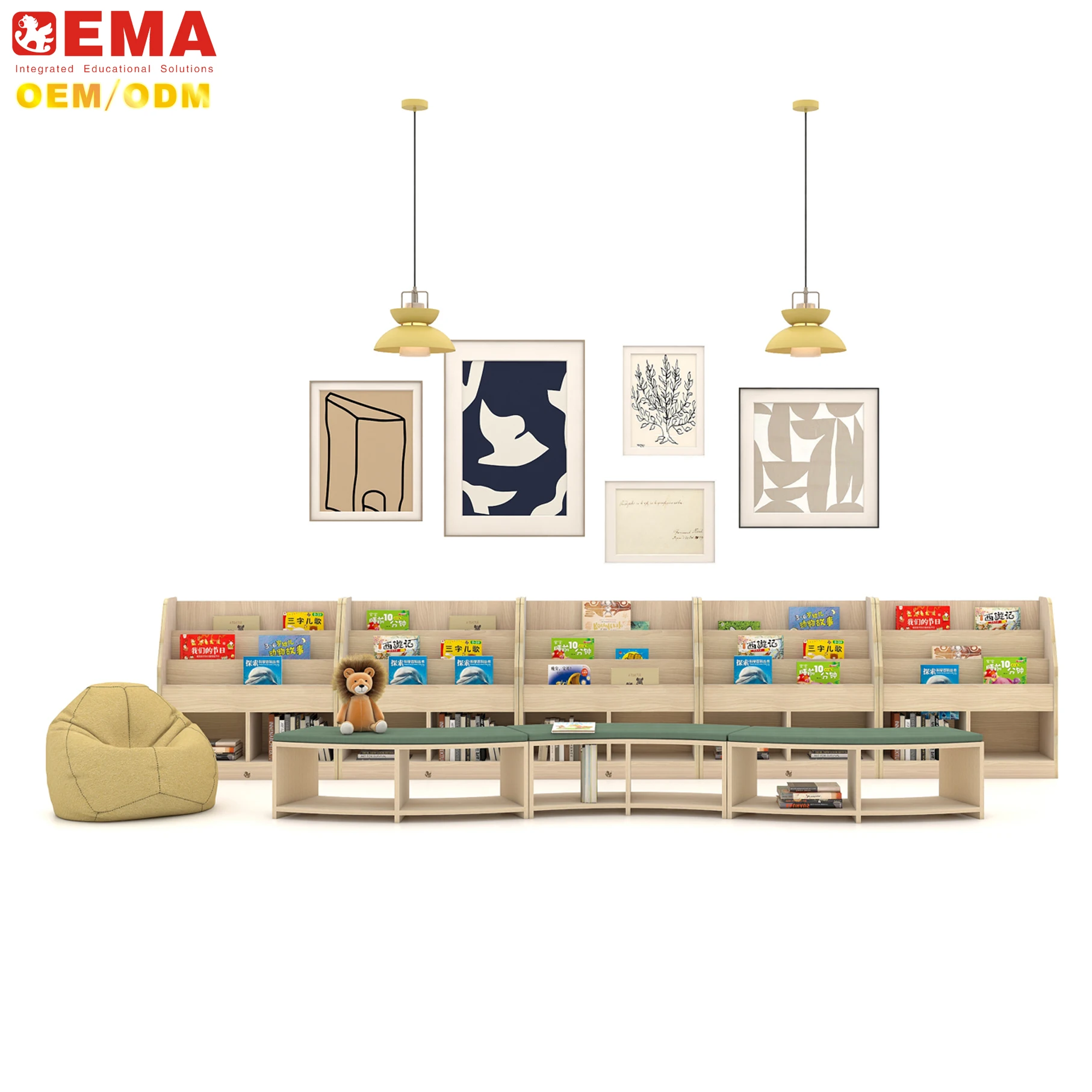 Ema Montessori Kindergarten Library Furniture Infant Daycare Furniture For Daycare Centers Design Bookshelf Preschool Suppliers