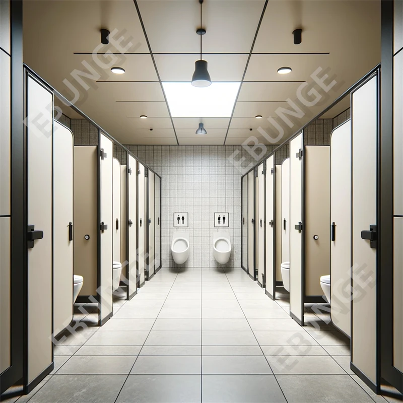 Wood Grain Design Washroom Cubicle Restaurant Bathroom Stalls Modern Aluminum Honeycomb Board Toilet Cubicle Partition