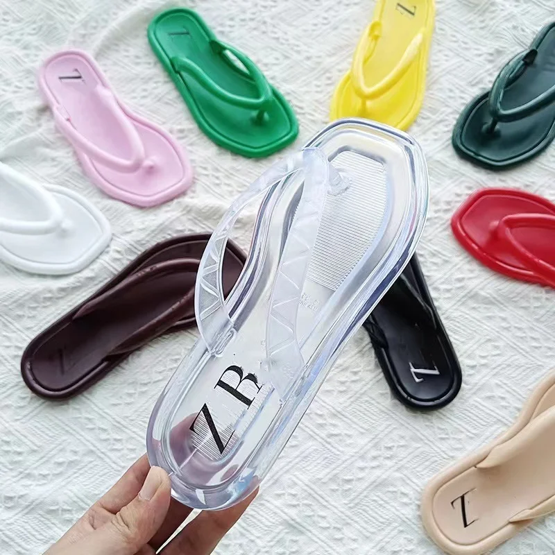 Summer products women`s Slippers Anti-Slip Shoes brand PVC jelly flip-flops for women Flats Sandals Beach Flip Flops Wholesale