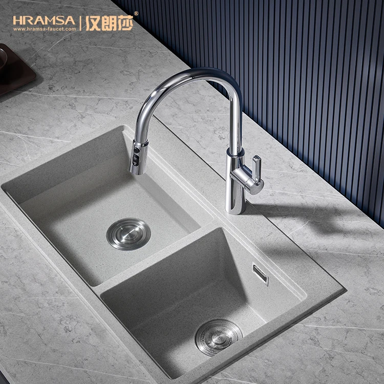 Commercial Pull Out Flexible Water Mixer 3 Way Pre Rinse Sink Taps Kitchen Faucet with Pull Down Sprayer