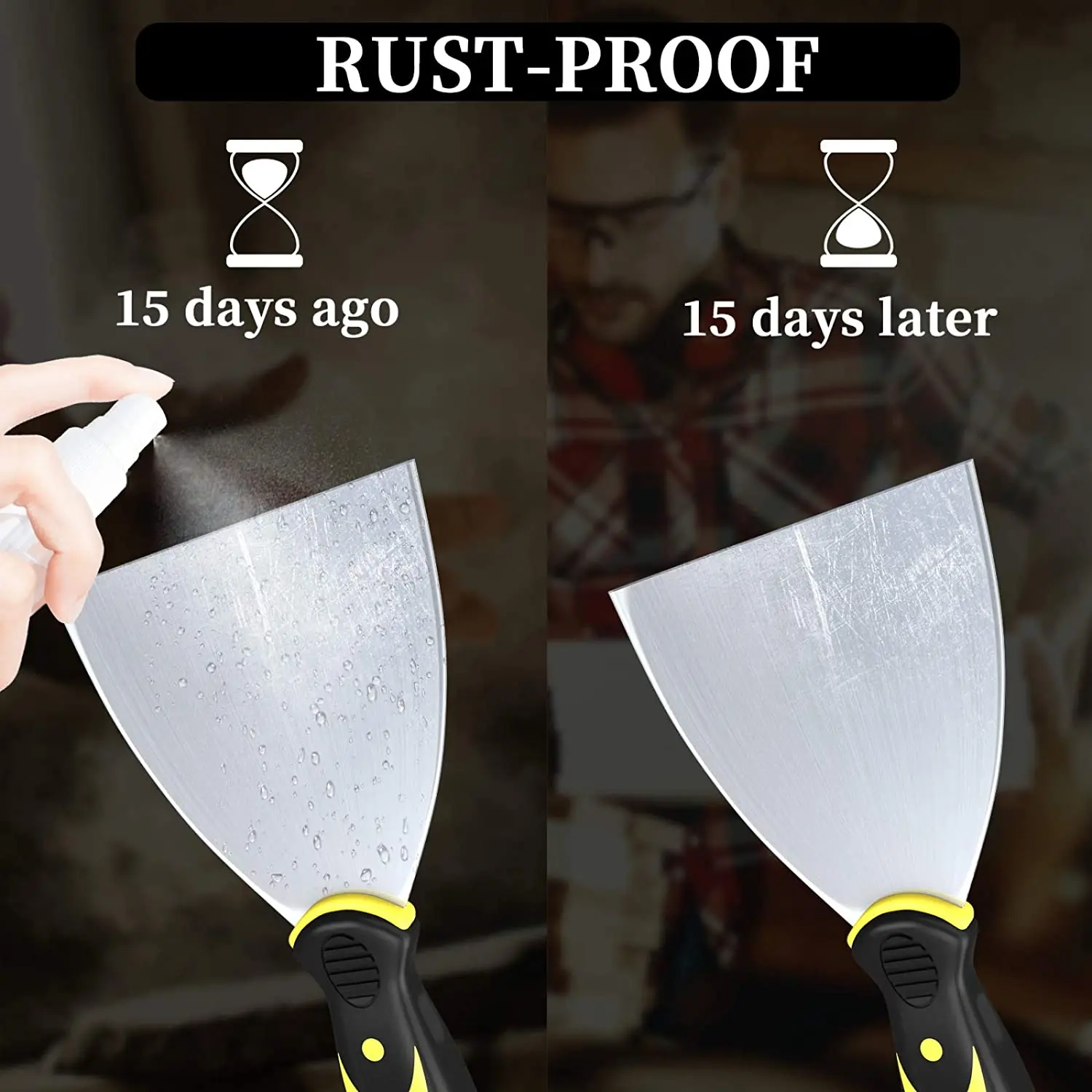 Stainless steel 3 pieces of putty knife scraper oil gray knife for gypsum plate repair gypsum scraper  tool